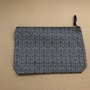Thirty-One Zipper Pouch in black in white stripe